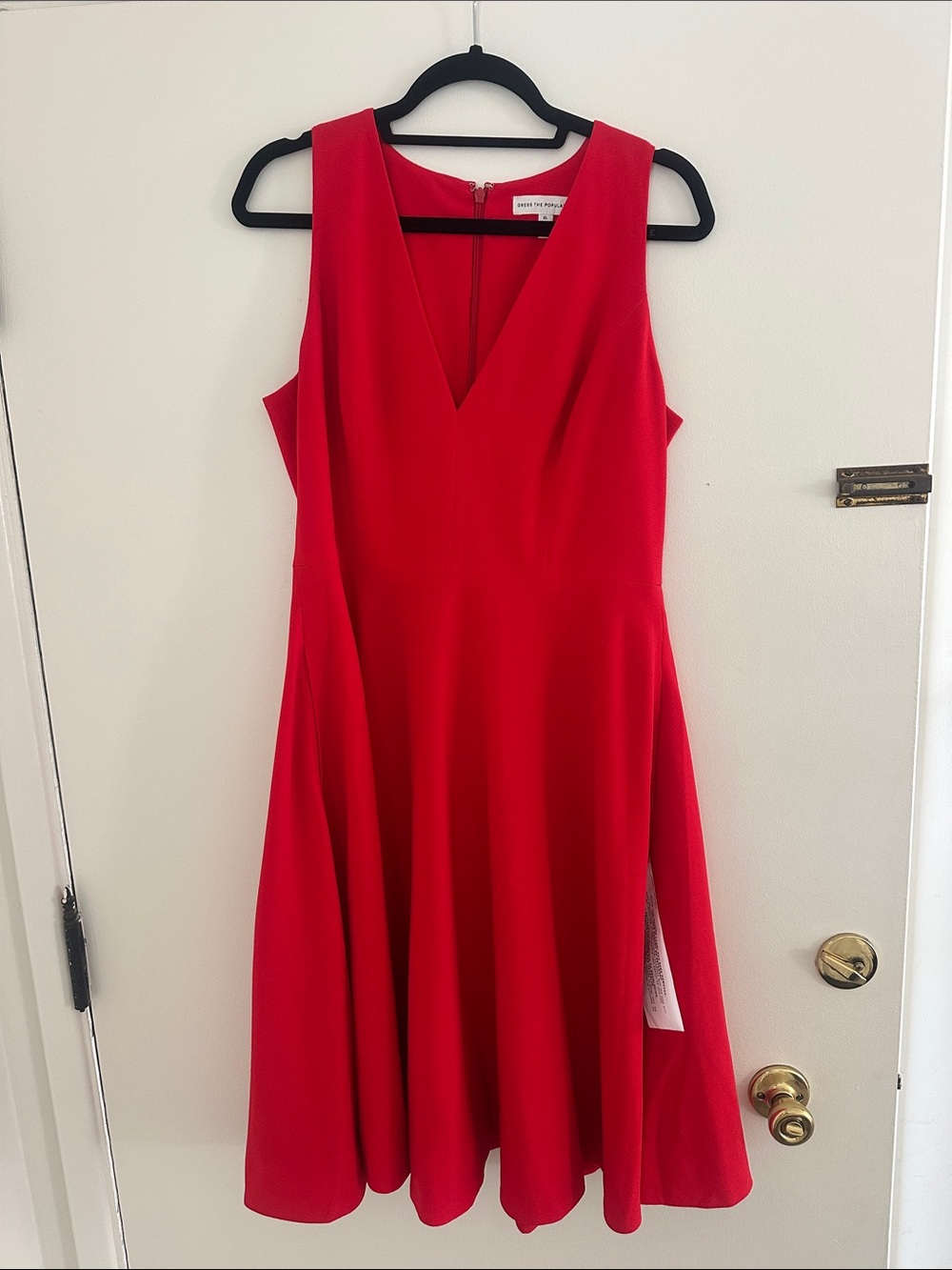 Dress the Population Bold Red V-Neck Midi Dress